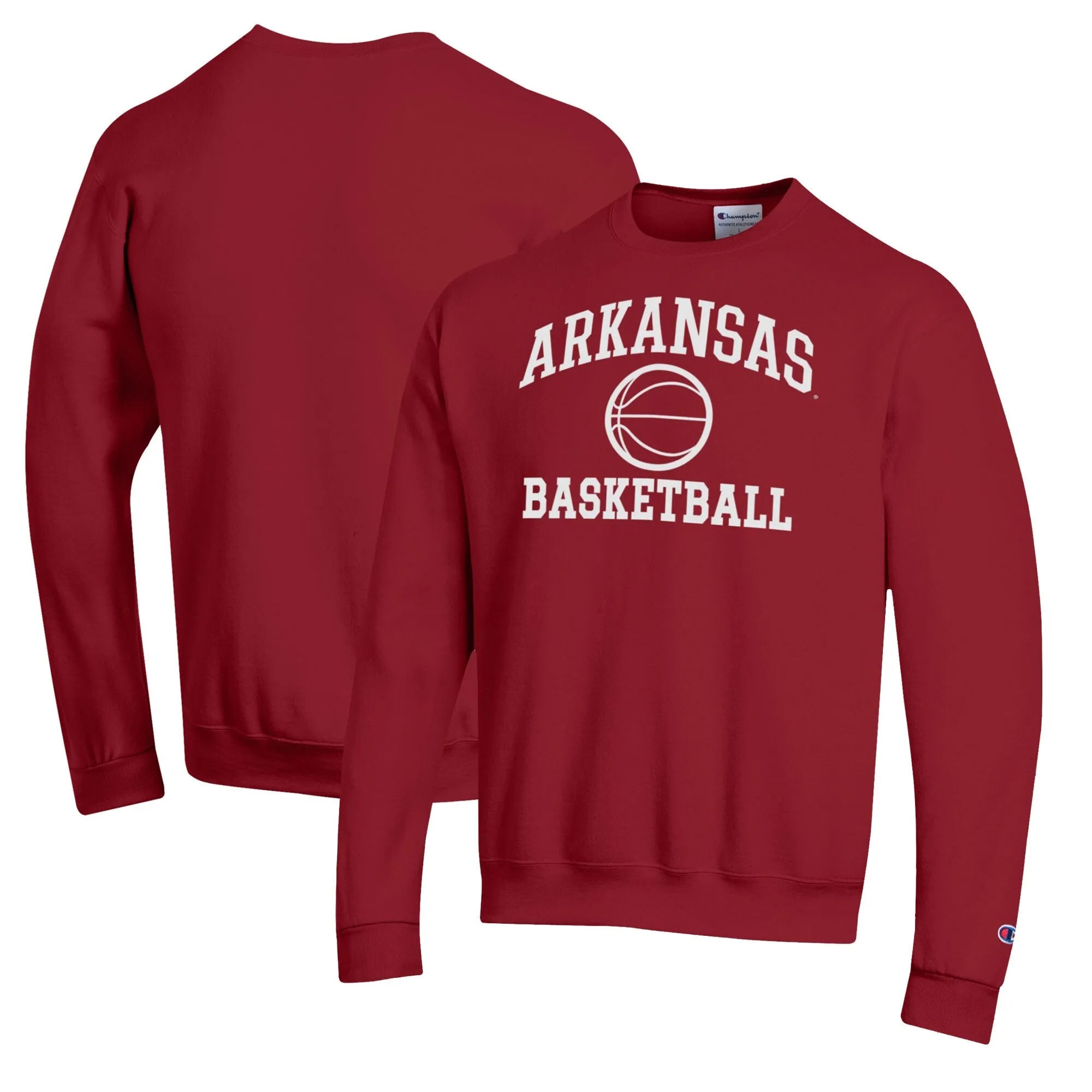 Men's Champion Cardinal Arkansas Razorbacks Basketball Icon Pullover Crewneck Sweatshirt