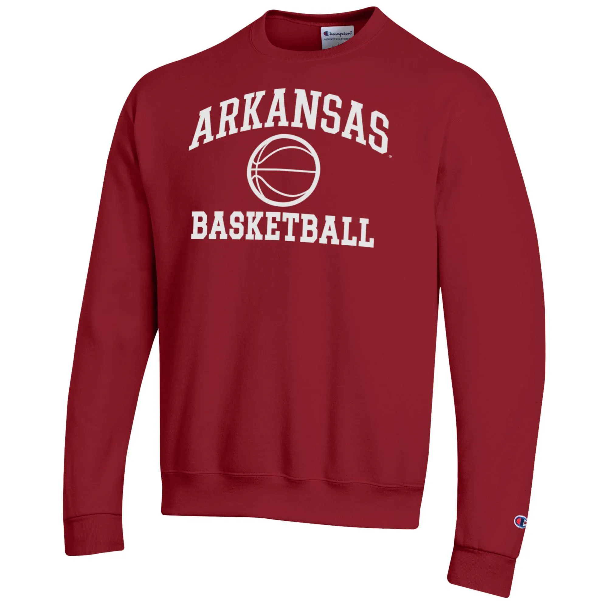 Men's Champion Cardinal Arkansas Razorbacks Basketball Icon Pullover Crewneck Sweatshirt