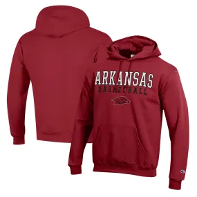 Men's Champion Cardinal Arkansas Razorbacks Basketball Stack Pullover Hoodie