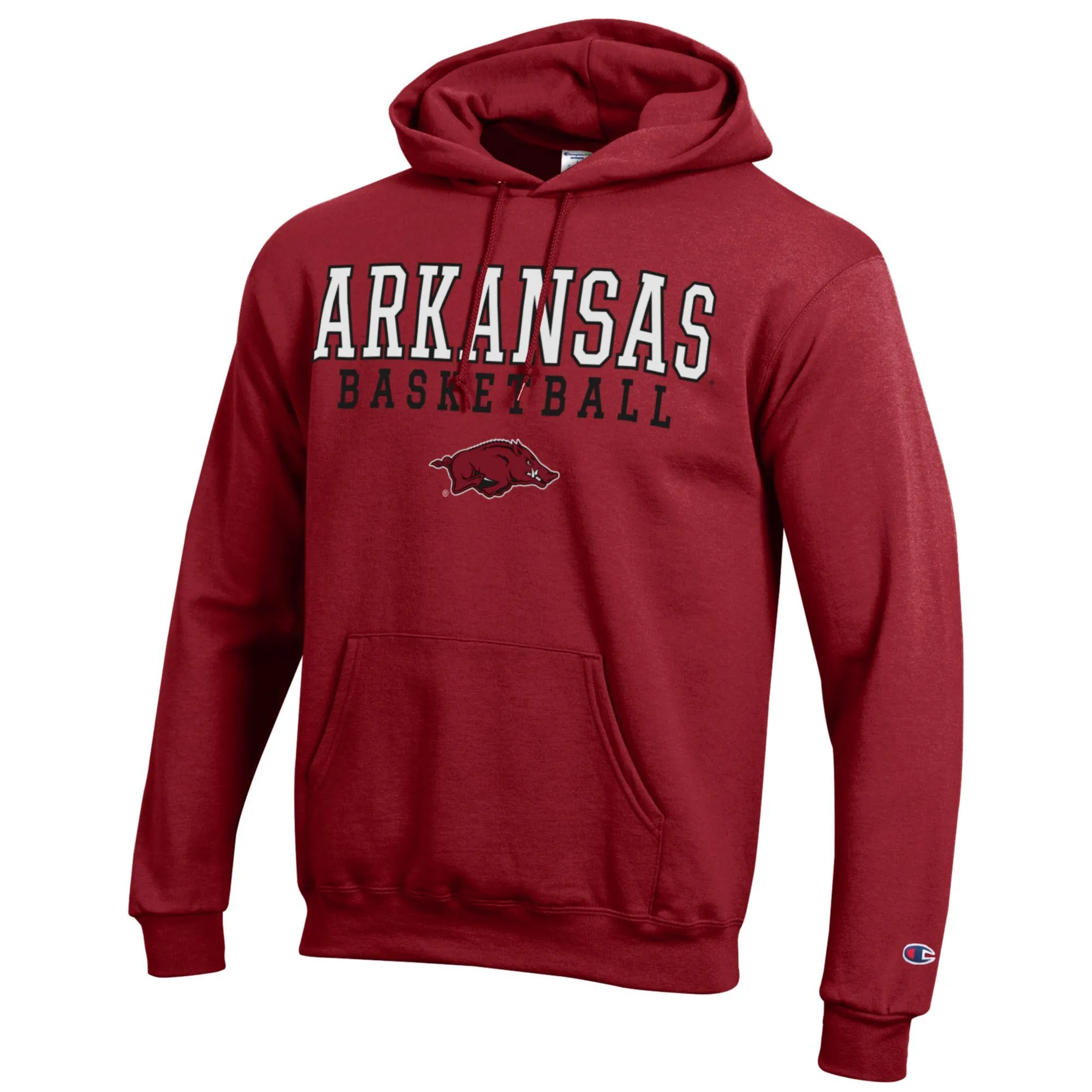 Men's Champion Cardinal Arkansas Razorbacks Basketball Stack Pullover Hoodie