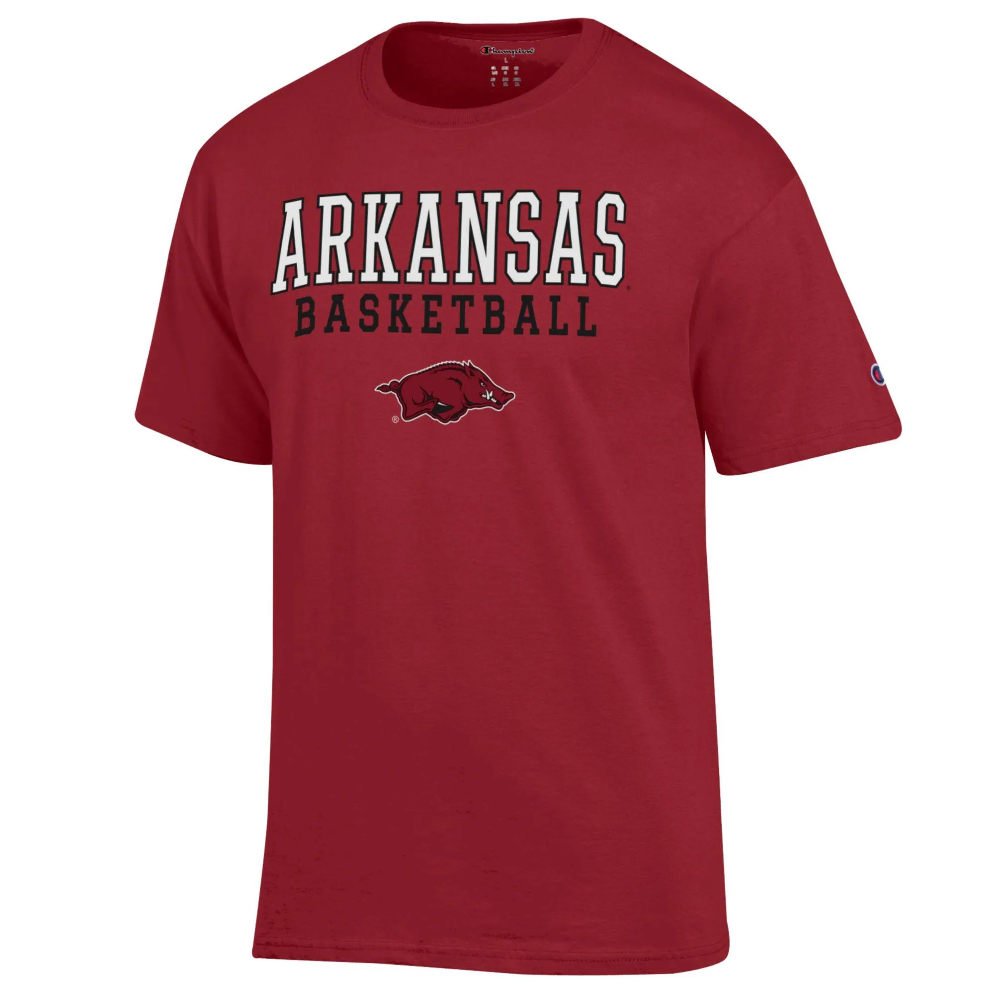 Men's Champion Cardinal Arkansas Razorbacks Basketball Stack T-Shirt