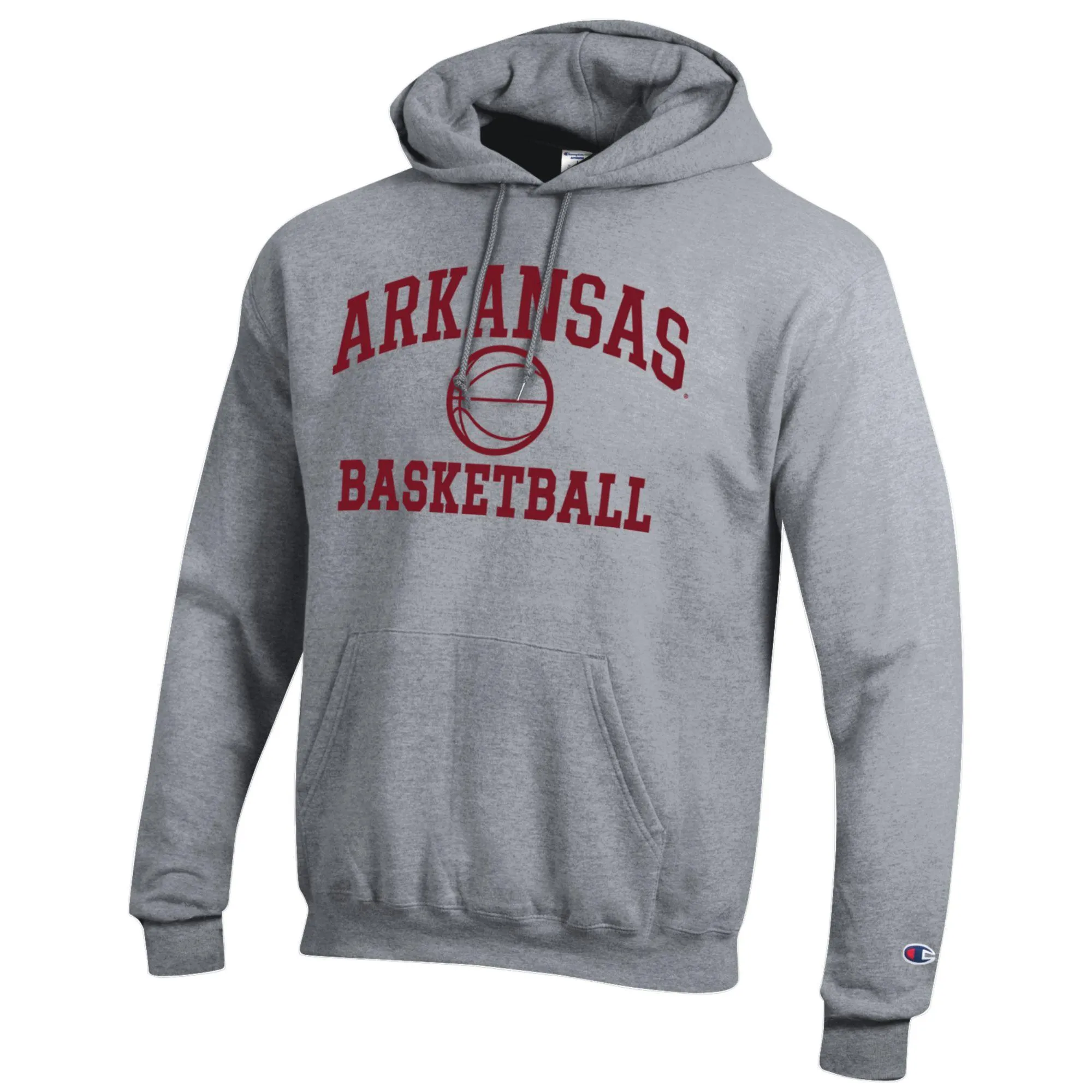 Men's Champion Heather Gray Arkansas Razorbacks Basketball Icon Pullover Hoodie