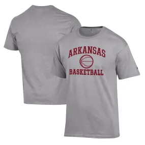 Men's Champion Heather Gray Arkansas Razorbacks Basketball Icon T-Shirt