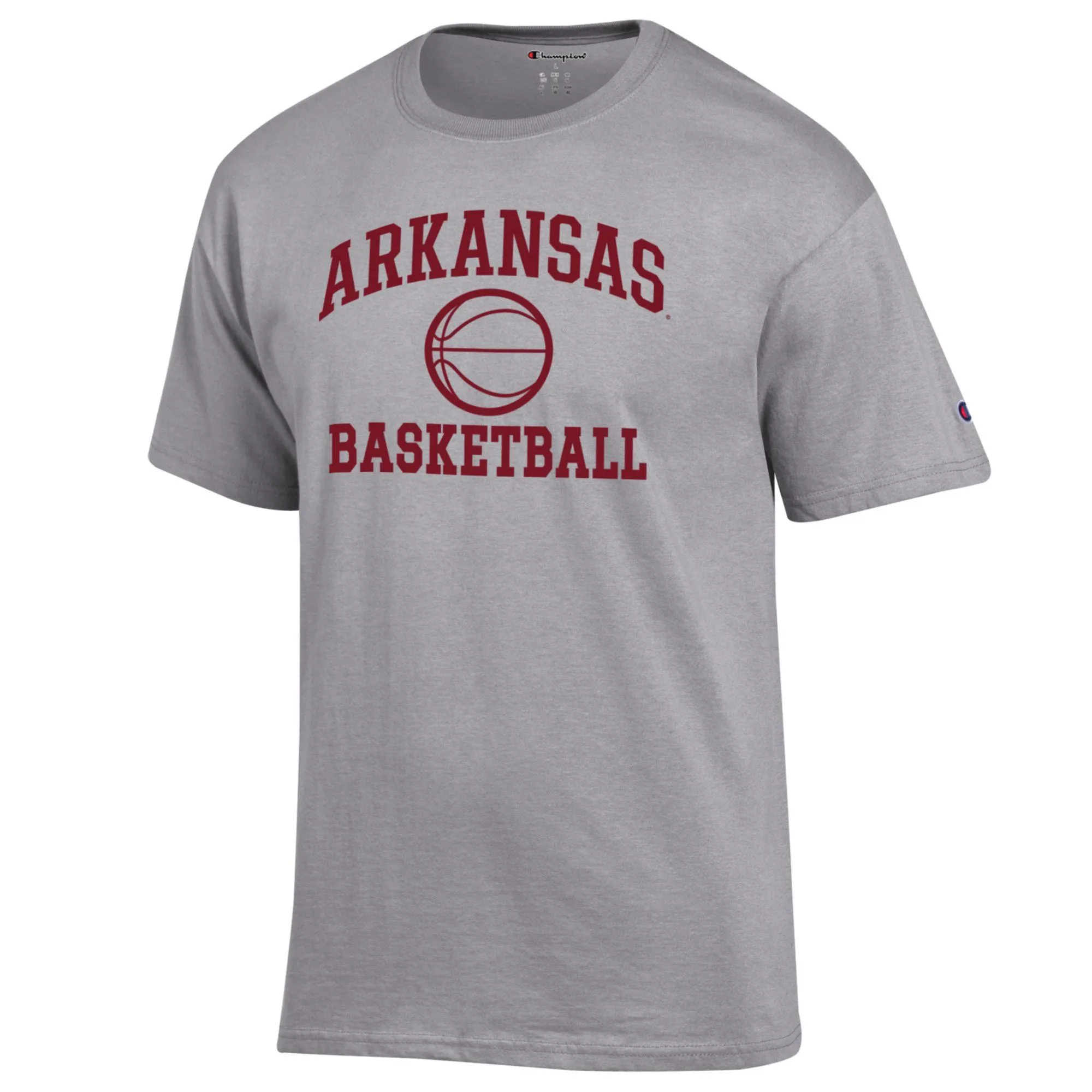 Men's Champion Heather Gray Arkansas Razorbacks Basketball Icon T-Shirt