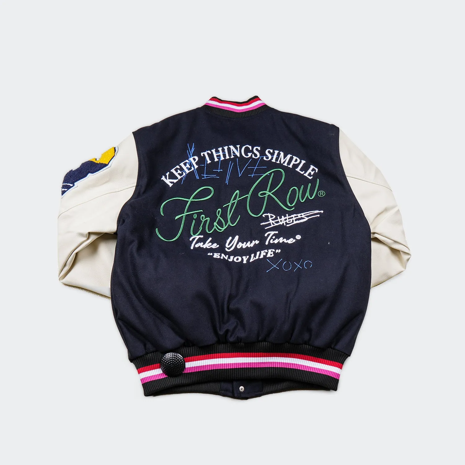 Men's First Row Keep Things Simple Varsity Jacket Navy