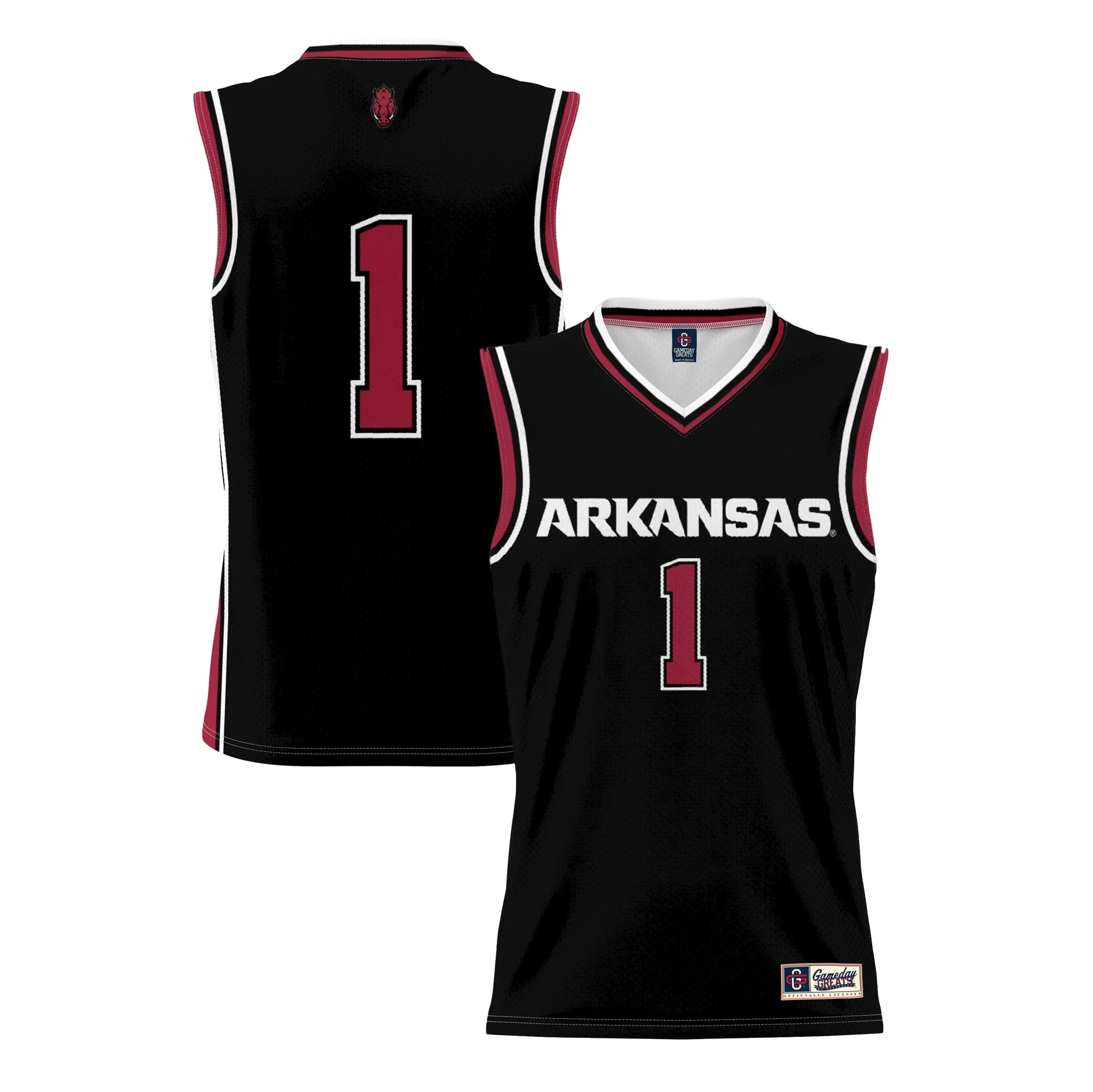 Men's GameDay Greats #1 Black Arkansas Razorbacks Lightweight Basketball Jersey