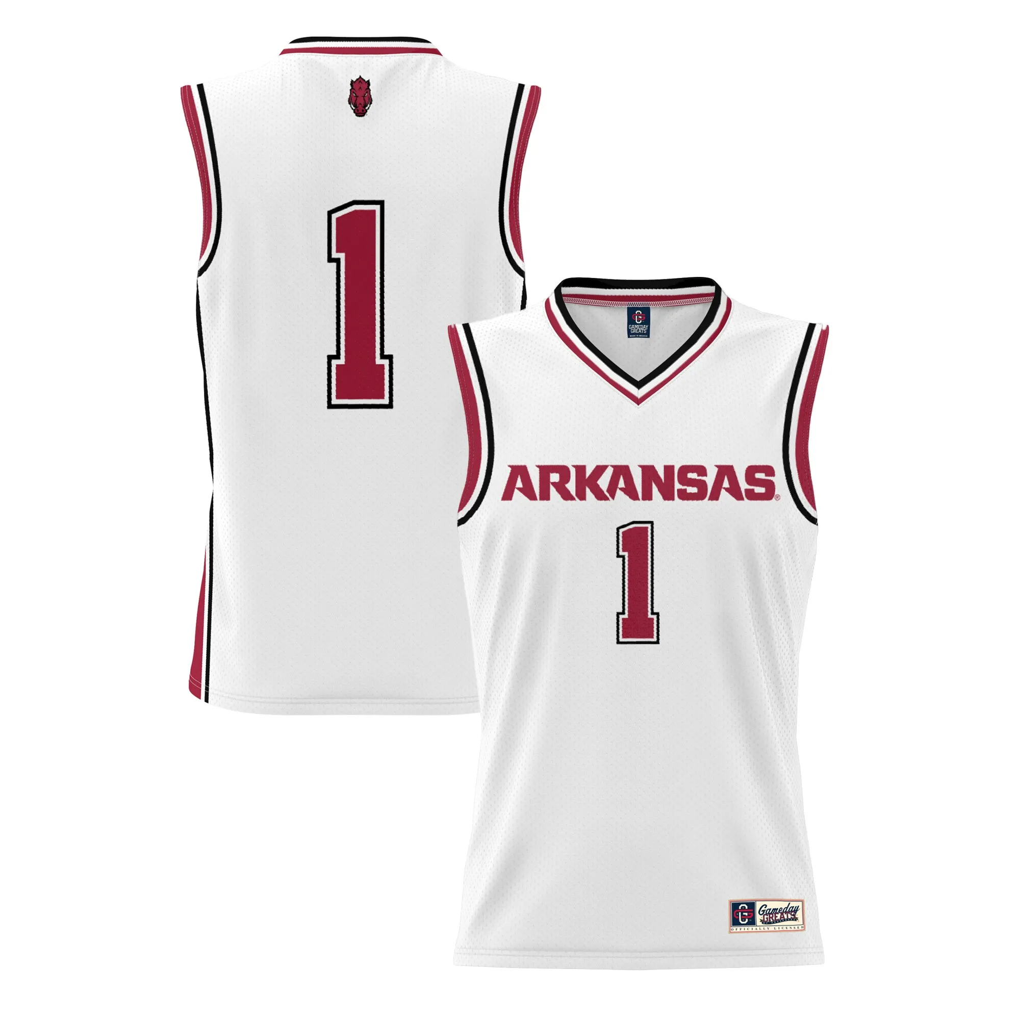 Men's GameDay Greats #1 White Arkansas Razorbacks Lightweight Basketball Jersey