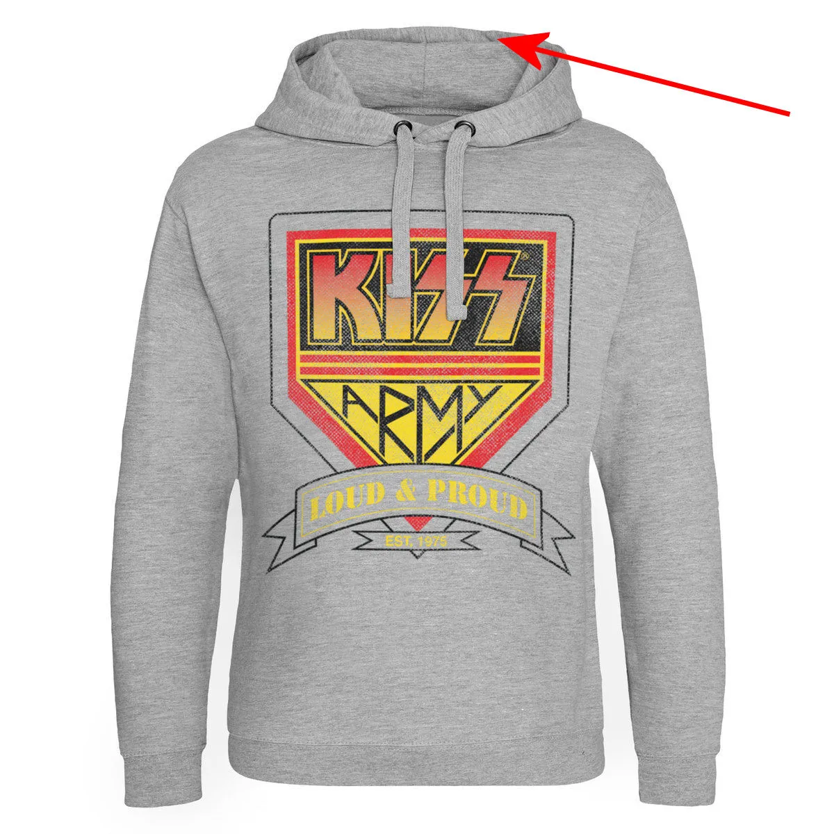 men's hoodie KISS - ARMY - Loud &amp; Proud - Heather/Grey - HYBRIS - SHORT - MY566  -  Metal-shop