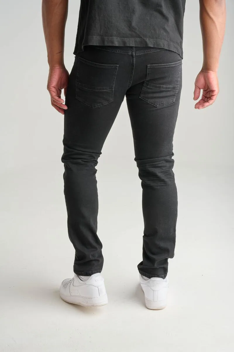 Men's Spark Paneled Cut & Sew Jeans Black