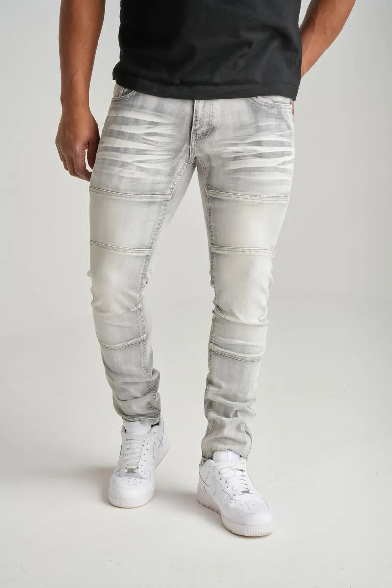 Men's Spark Paneled Cut & Sew Jeans Grey