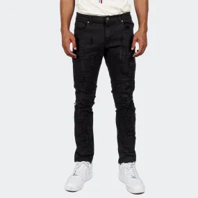 Men's TWO MILL TWENTY Humboldt Slim Fit Stitched Denim Jeans Jet Black