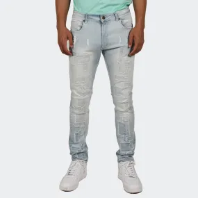 Men's TWO MILL TWENTY Humboldt Slim Fit Stitched Denim Jeans Light Wash