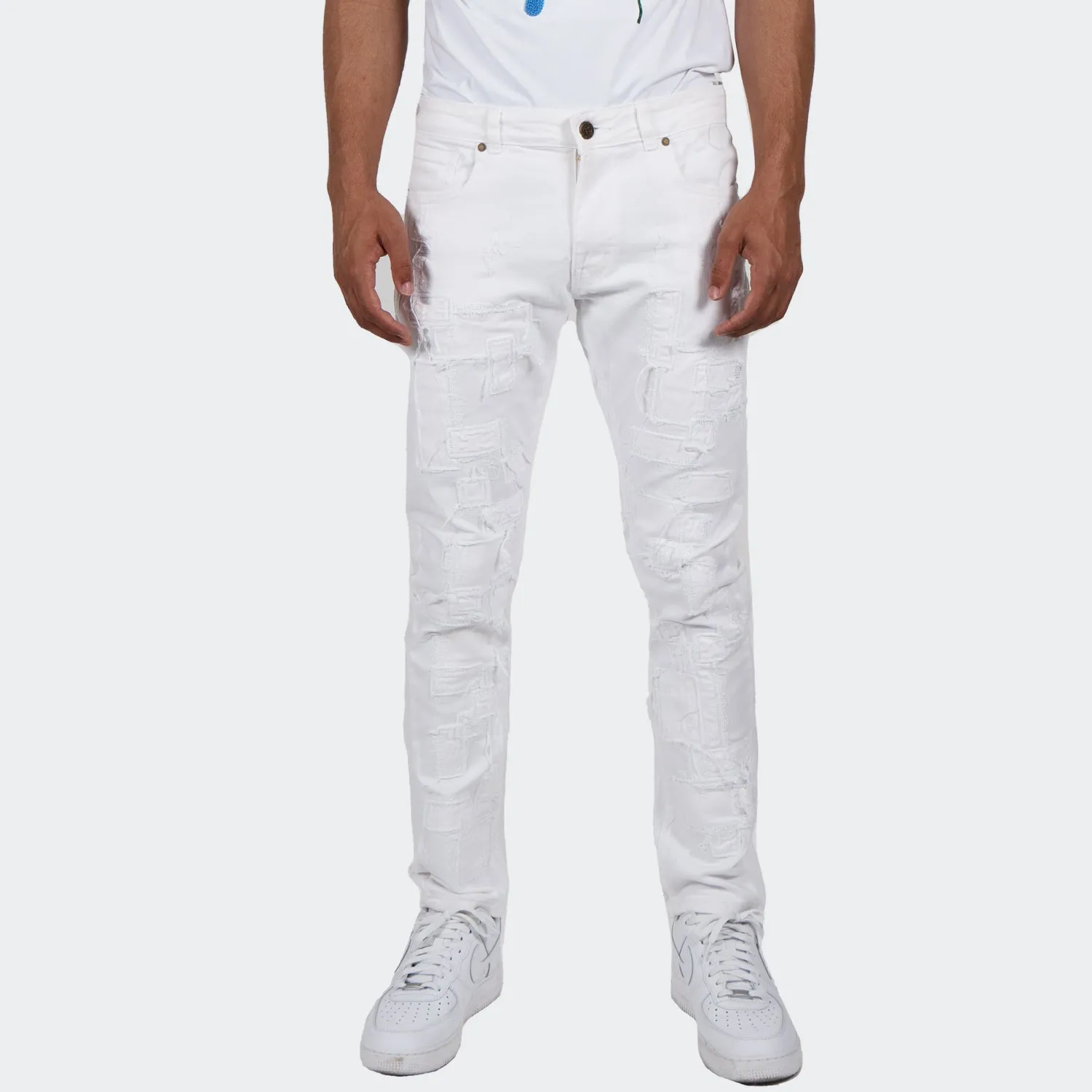 Men's TWO MILL TWENTY Humboldt Slim Fit Stitched Denim Jeans White