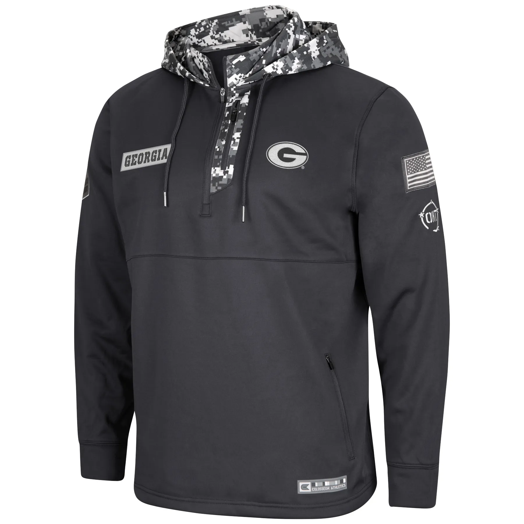 Men's Colosseum Charcoal Georgia Bulldogs OHT Military Appreciation Digital Camo Quarter-Zip Hoodie