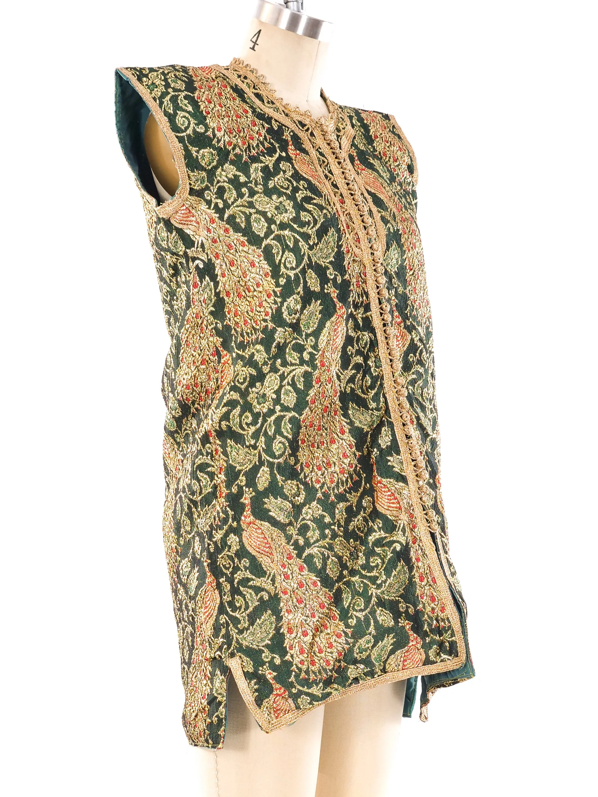 Metallic Peacock Brocade Vest