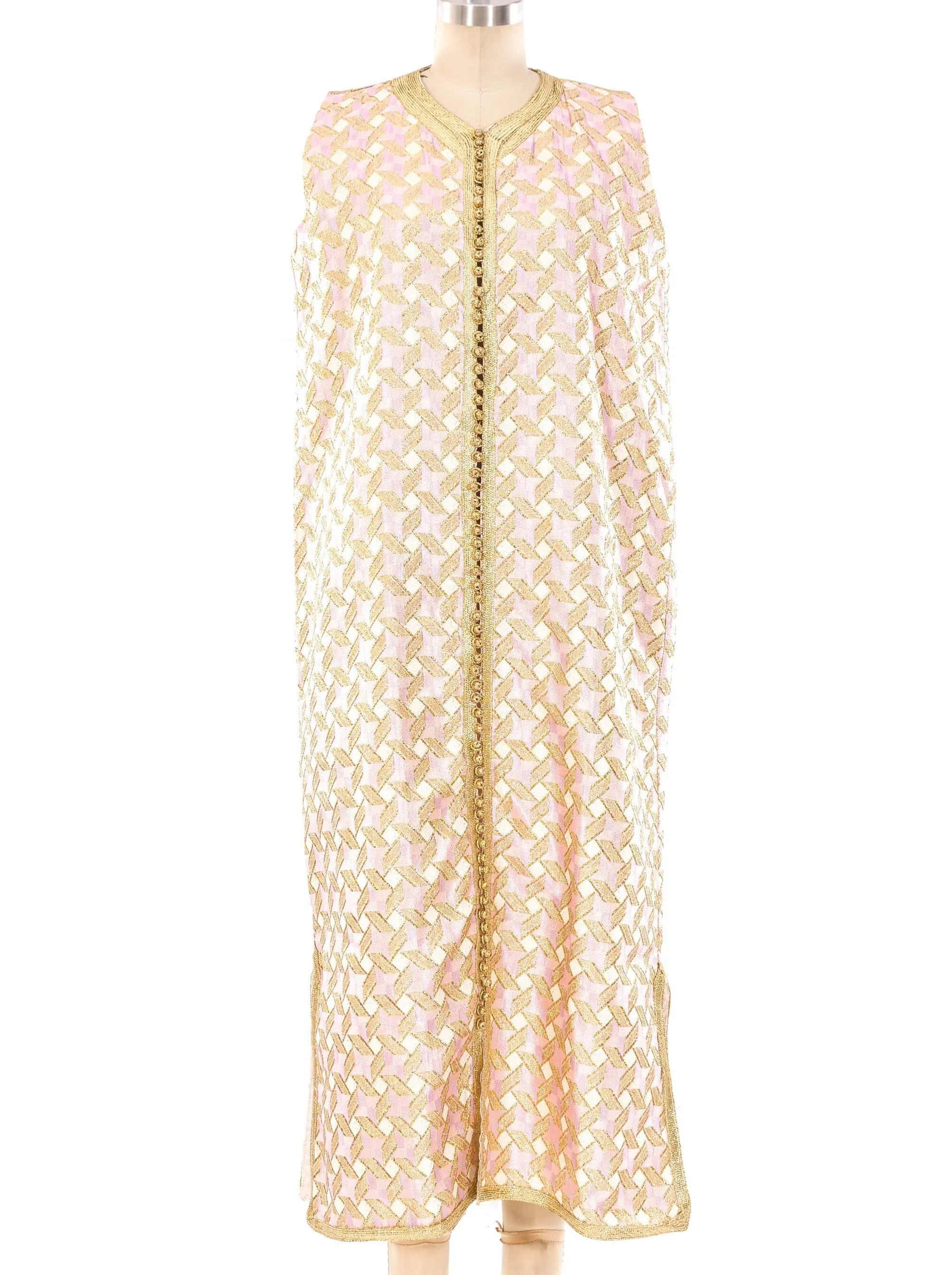 Metallic Pink Brocade Maxi Vest