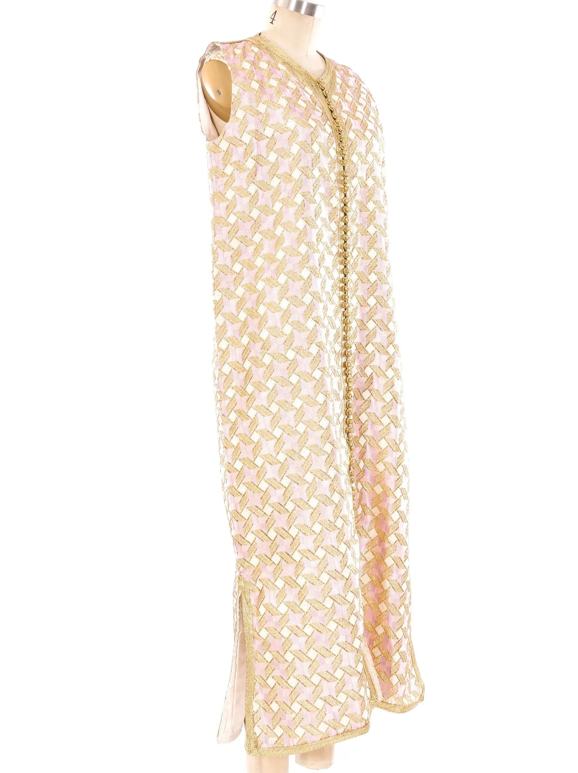 Metallic Pink Brocade Maxi Vest