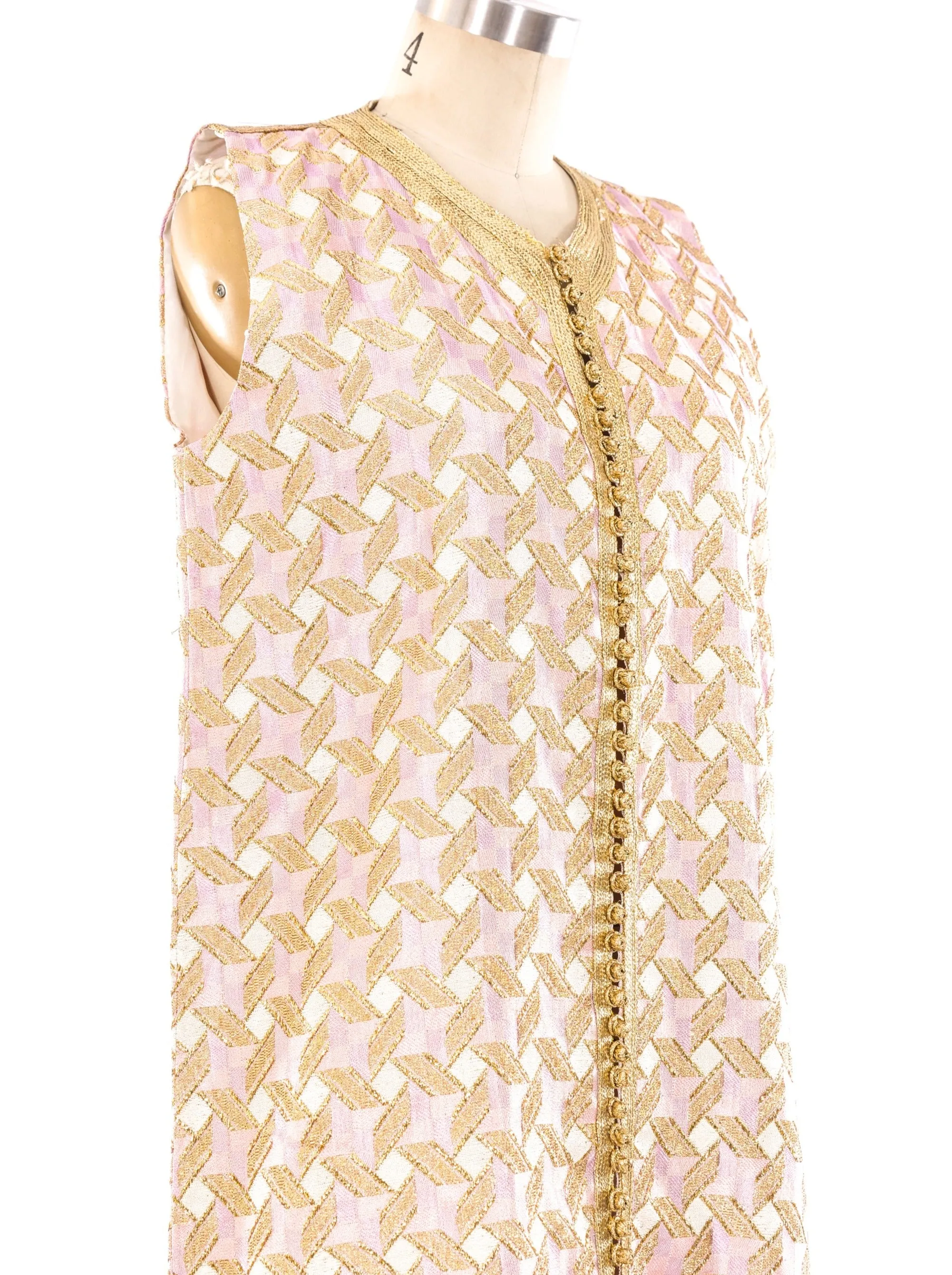 Metallic Pink Brocade Maxi Vest