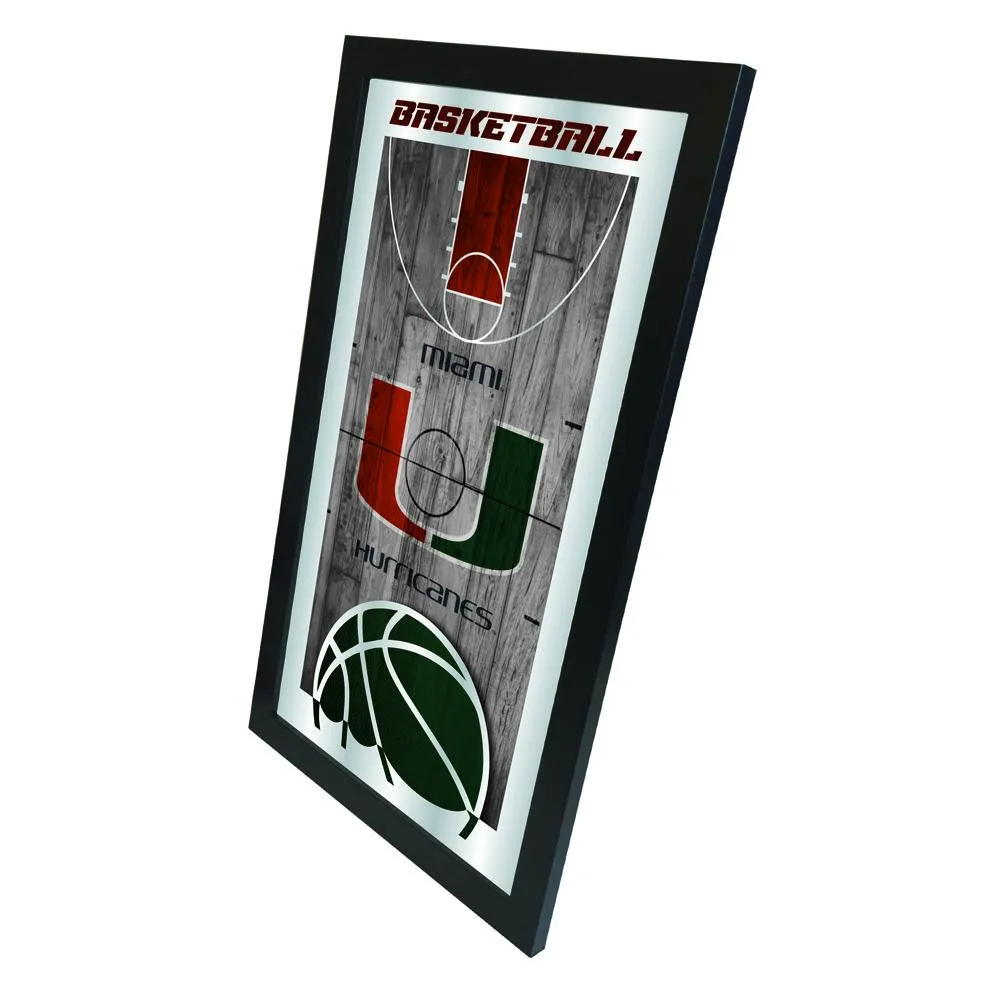 Miami Hurricanes HBS Basketball Framed Hanging Glass Wall Mirror (26x15)