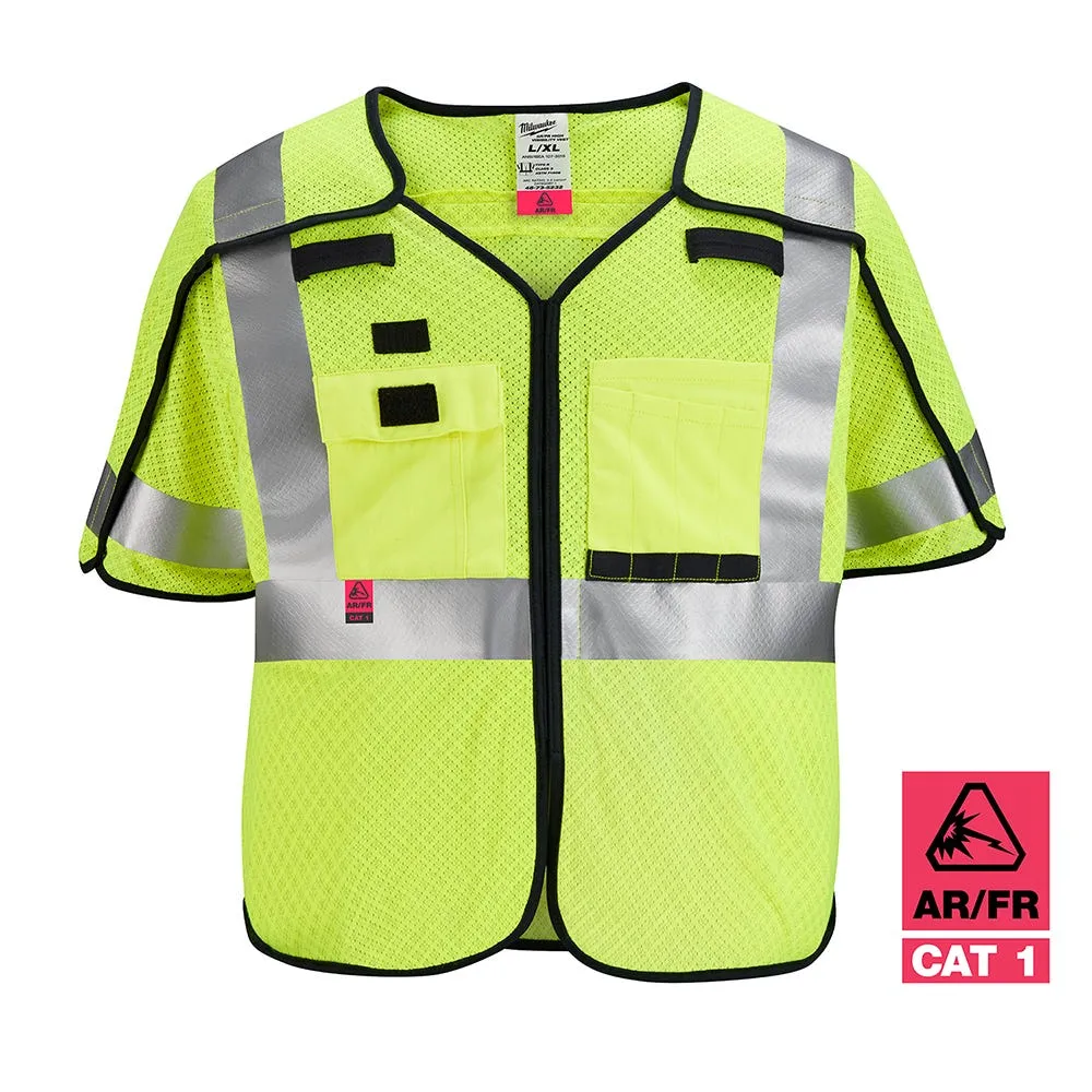 Milwaukee Tools AR/FR Cat. 1 Class 3 Breakaway Mesh Safety Vest ANSI/CSA High Vis 48-73-523