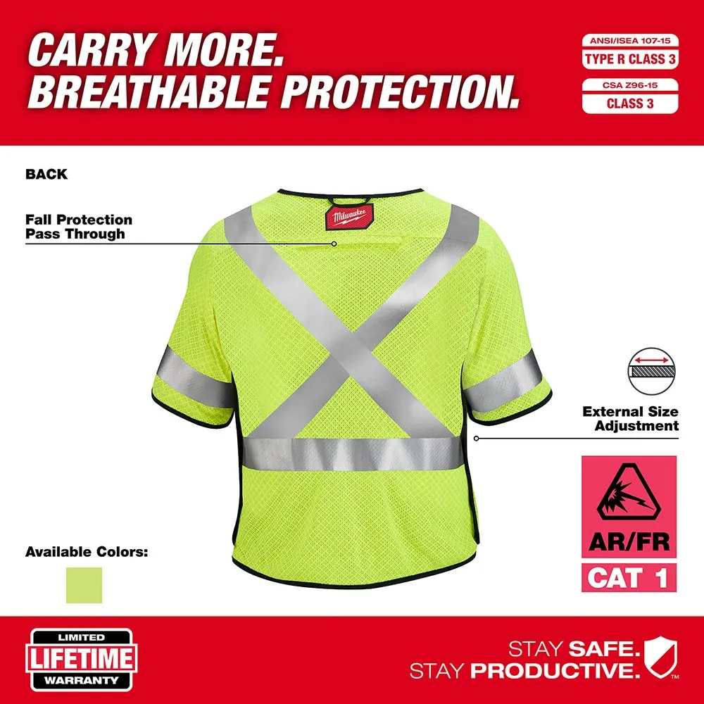 Milwaukee Tools AR/FR Cat. 1 Class 3 Breakaway Mesh Safety Vest ANSI/CSA High Vis 48-73-523