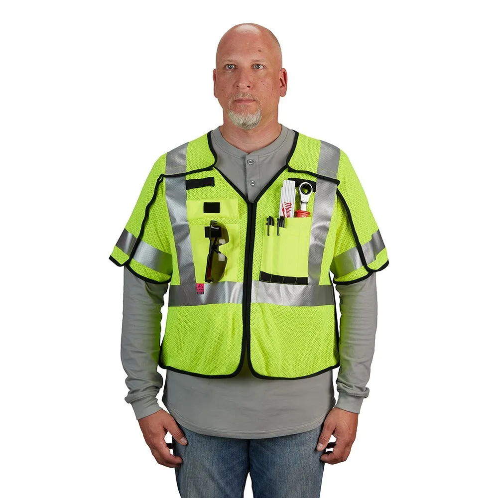 Milwaukee Tools AR/FR Cat. 1 Class 3 Breakaway Mesh Safety Vest ANSI/CSA High Vis 48-73-523