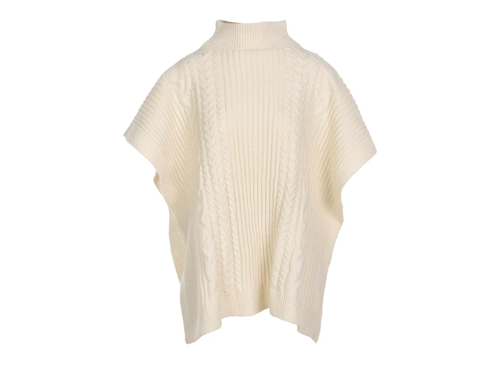 Mockneck Cable Knit Poncho