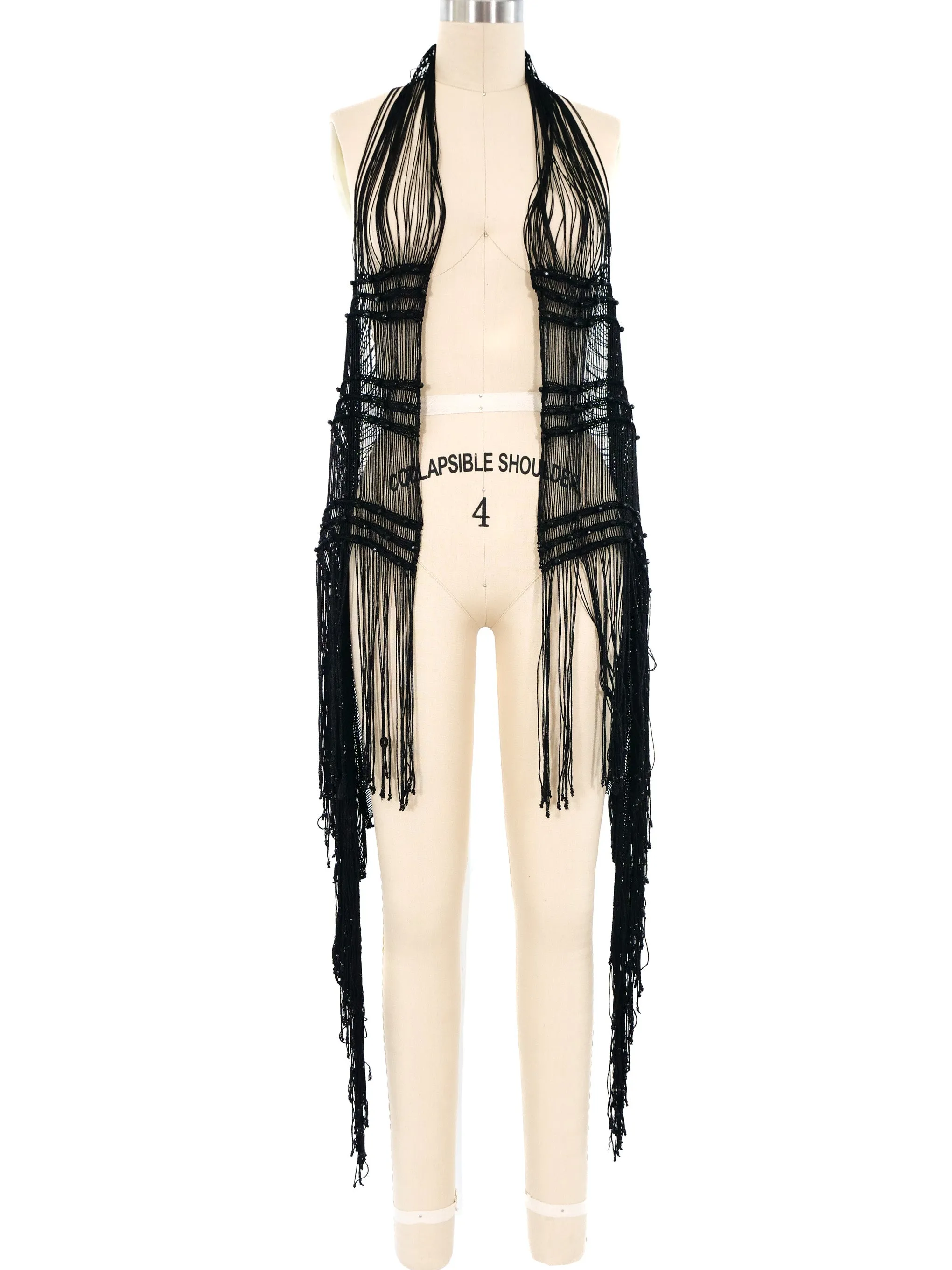 Mondi Black Woven Fringed Vest