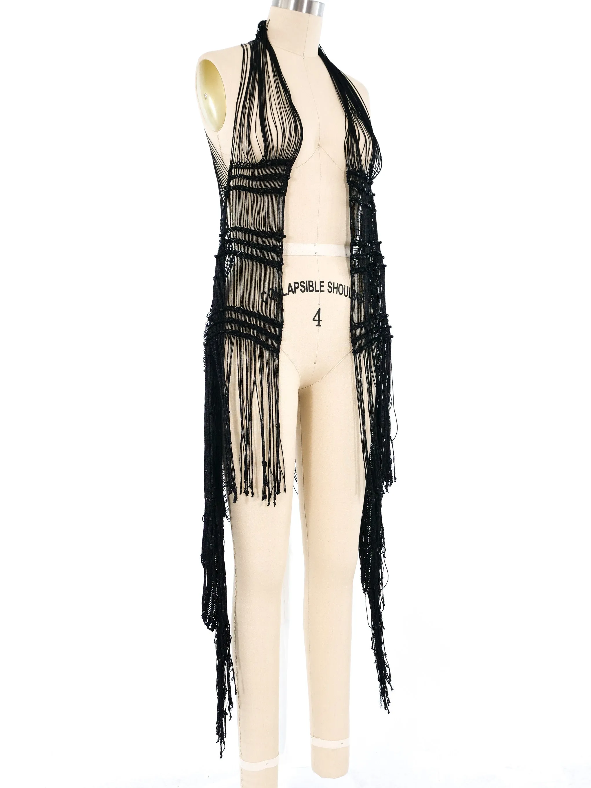 Mondi Black Woven Fringed Vest