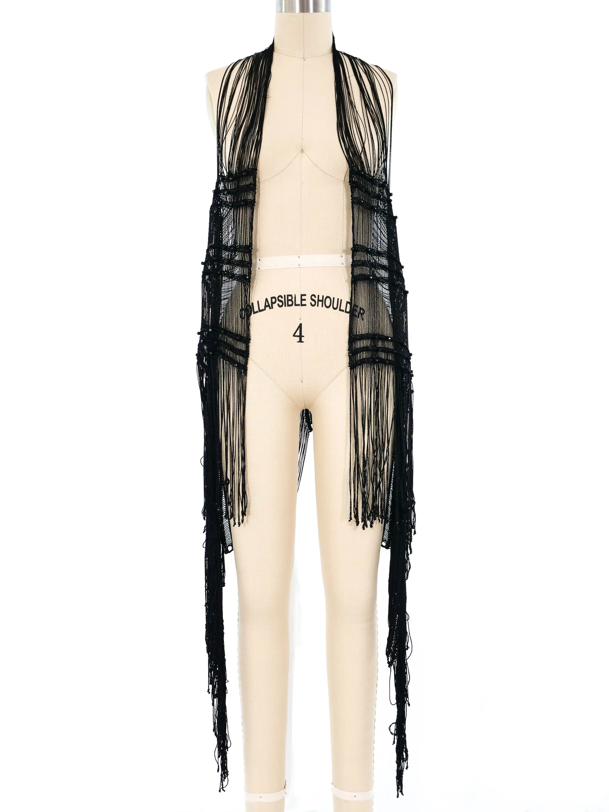 Mondi Black Woven Fringed Vest