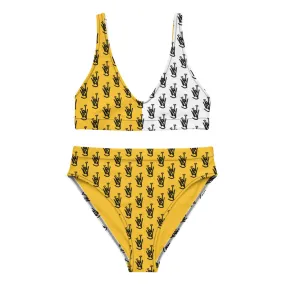 MUSTARD/WHITE High-Waisted Bikini