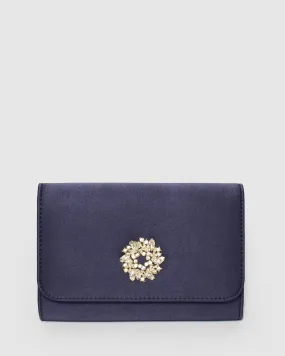 Navy Blue Lulu Crystal Clutch Bag