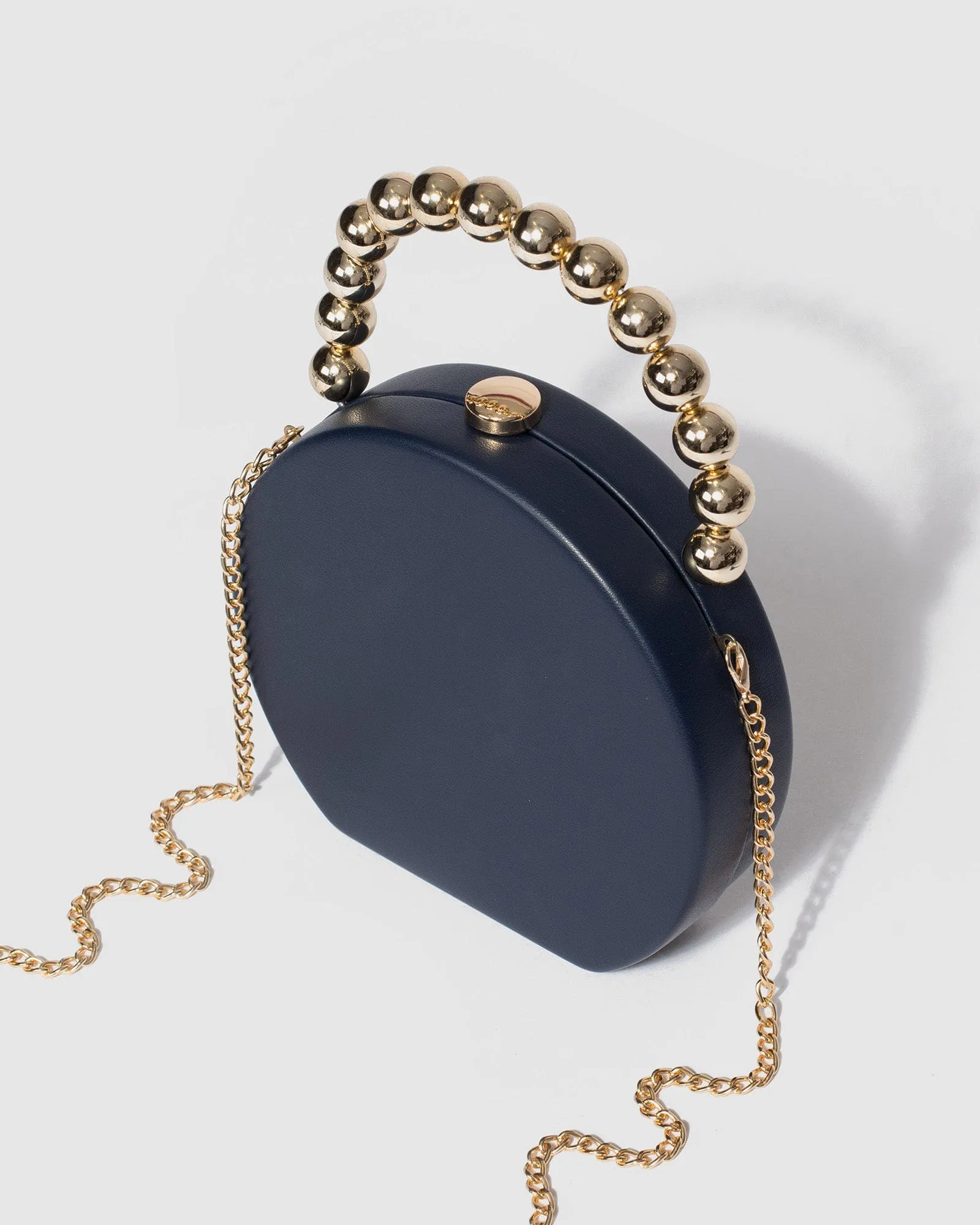 Navy Blue Sia Beaded Clutch Bag