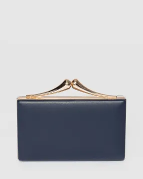 Navy Blue Vienna Hardware Clutch Bag