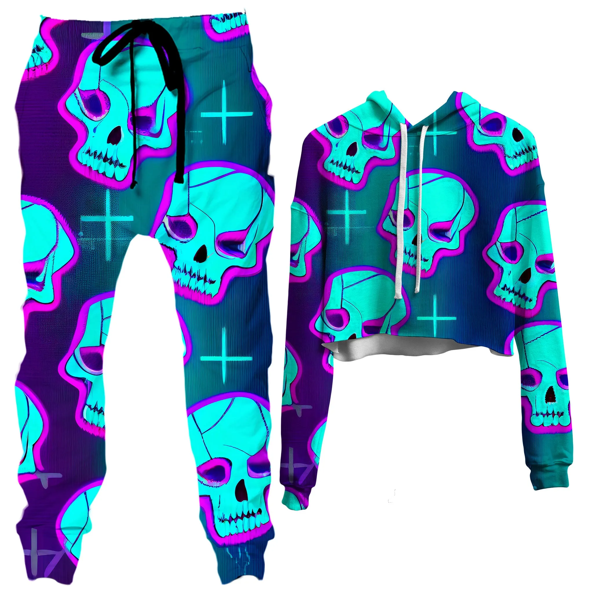 Neon Fright Crop Hoodie and Joggers Combo