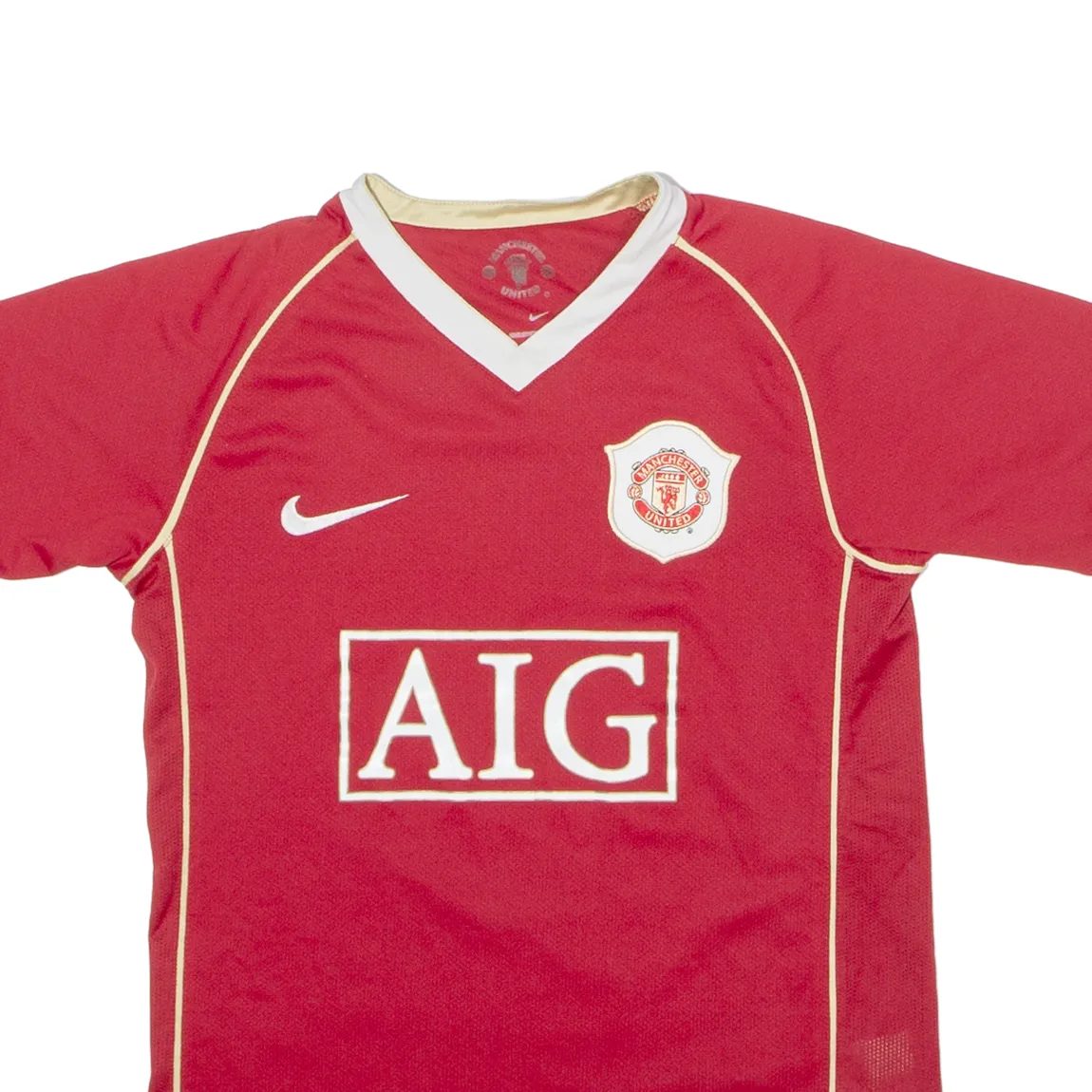 NIKE 2006/07 Manchester United Home Boys Football Shirt Jersey Red V-Neck M