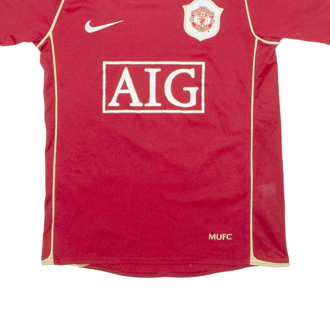 NIKE 2006/07 Manchester United Home Boys Football Shirt Jersey Red V-Neck M