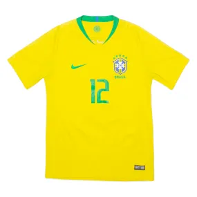 NIKE 2018 Brazil Home #12 Marcelo Mens Football Shirt Jersey Yellow V-Neck S