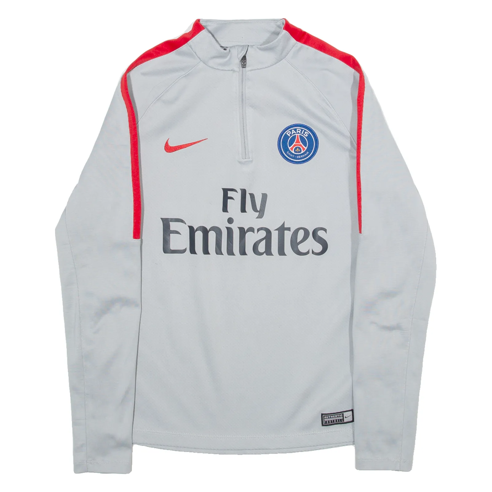 NIKE Dri Fit Paris Saint - Germain Womens Football Shirt Jersey Grey 1/4 Zip L