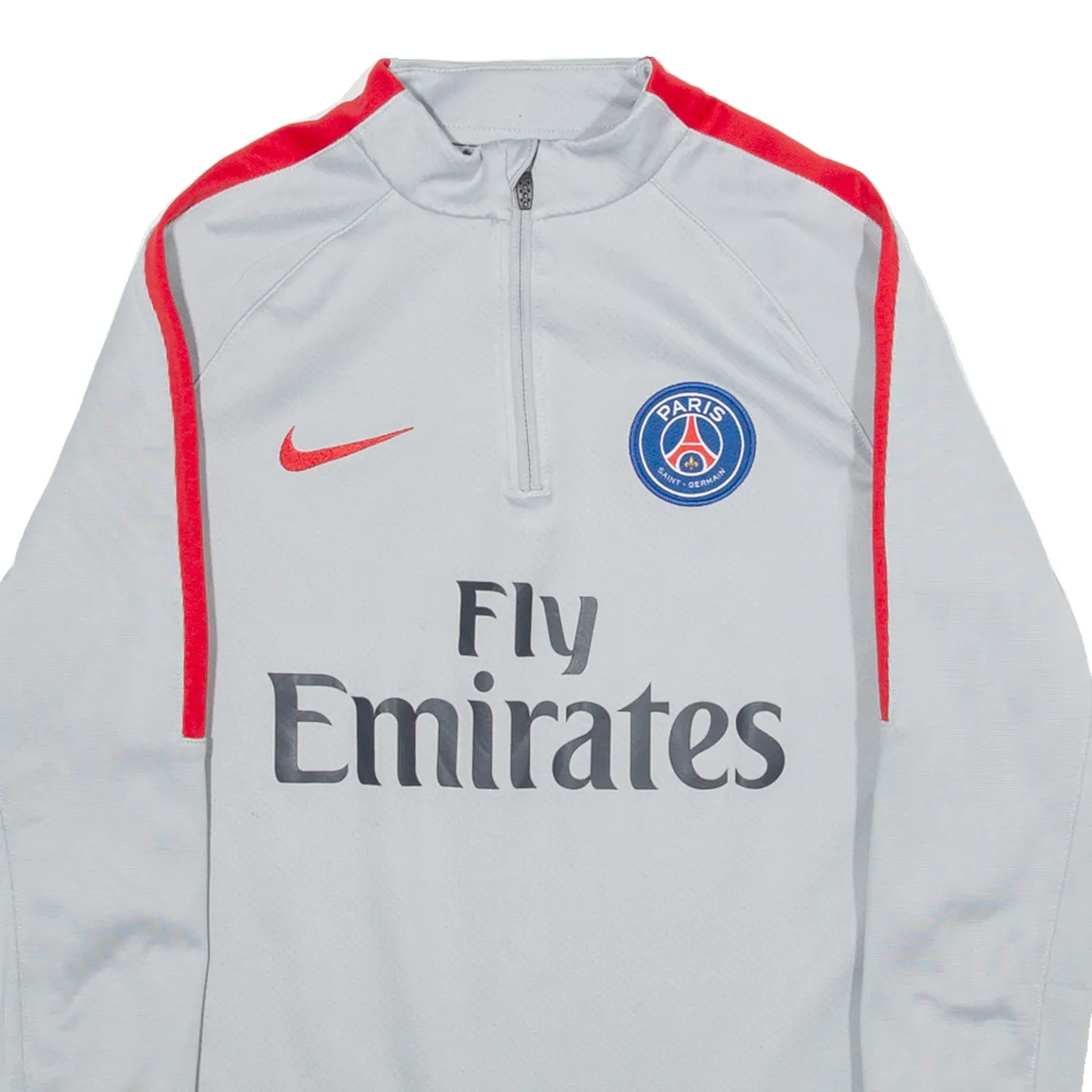 NIKE Dri Fit Paris Saint - Germain Womens Football Shirt Jersey Grey 1/4 Zip L