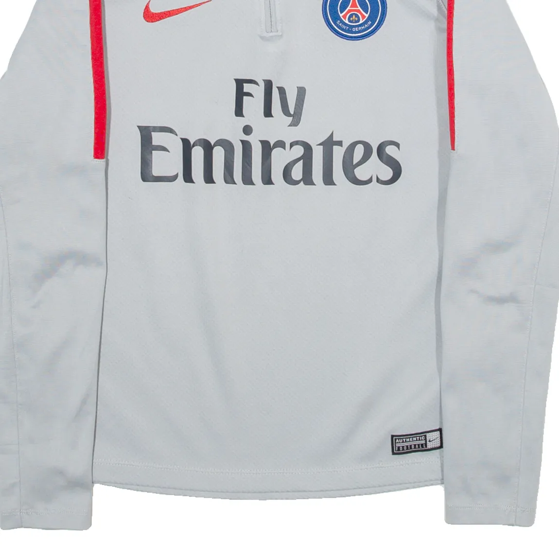 NIKE Dri Fit Paris Saint - Germain Womens Football Shirt Jersey Grey 1/4 Zip L