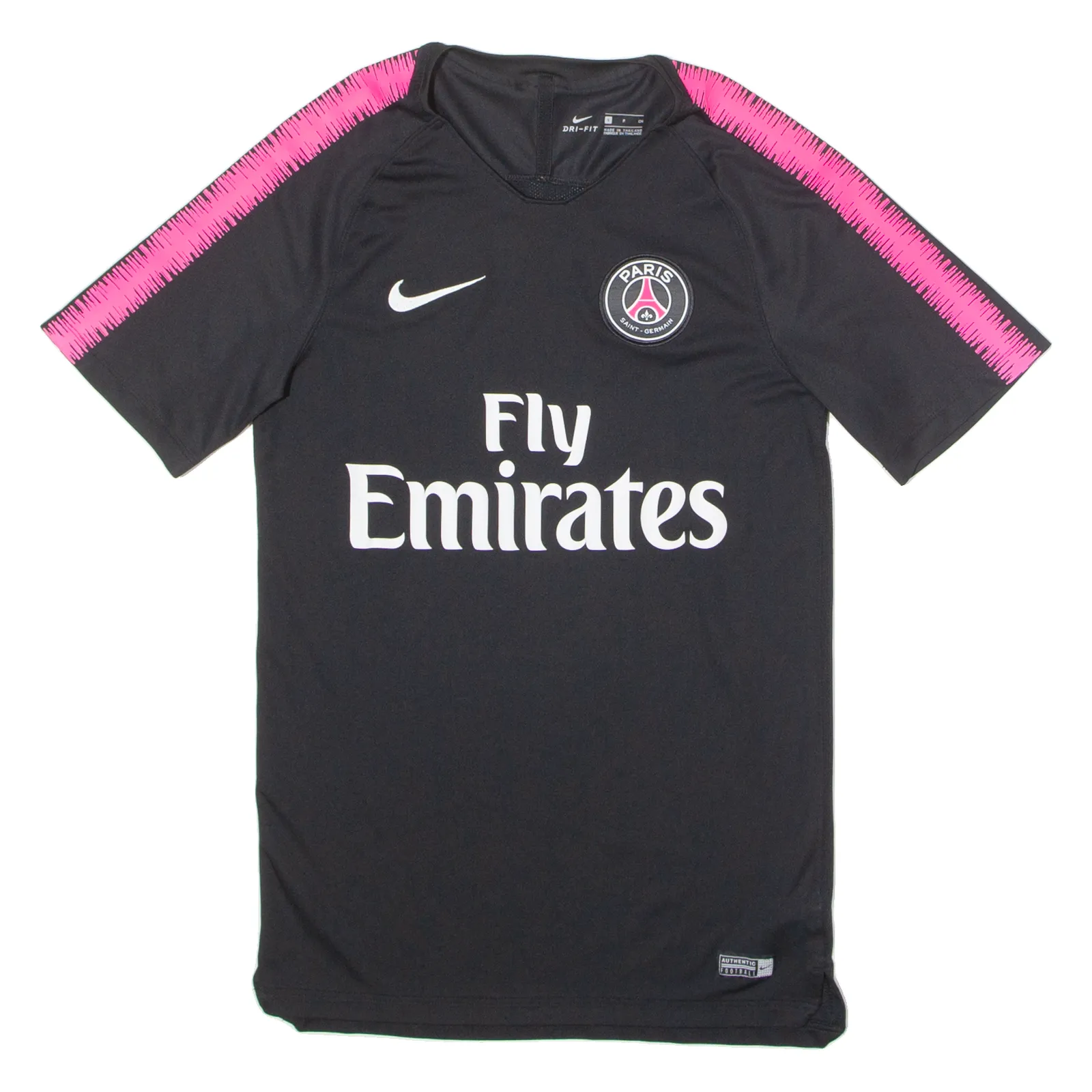 NIKE Paris St Germain Training Mens Football Shirt Jersey Black V-Neck S