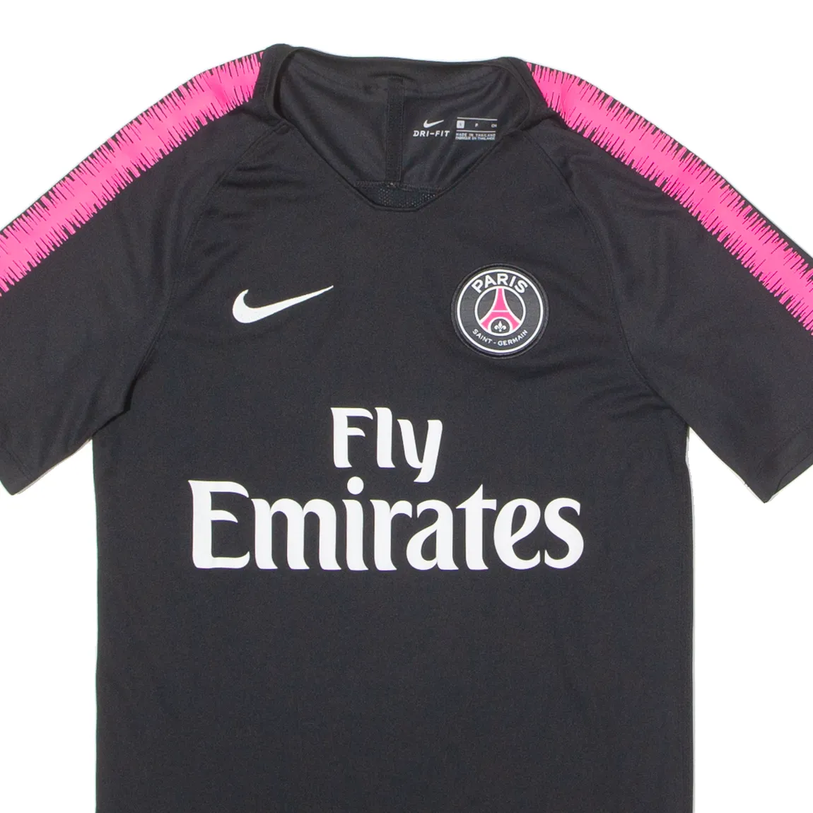 NIKE Paris St Germain Training Mens Football Shirt Jersey Black V-Neck S