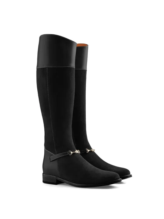 Octavia black Flat Knee-high Boots        - Sporting Fit