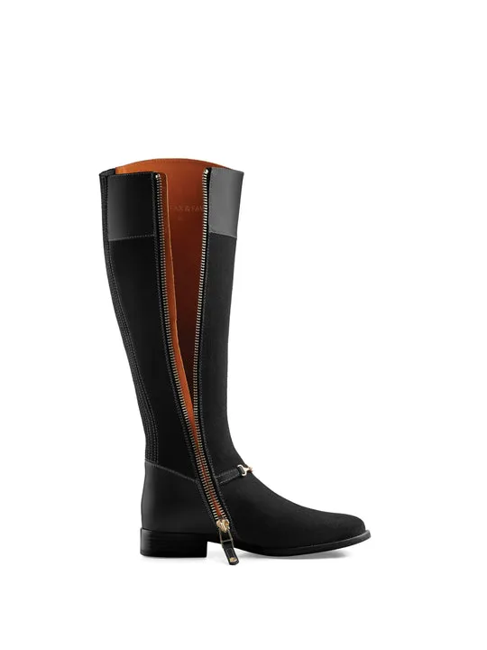 Octavia black Flat Knee-high Boots        - Sporting Fit