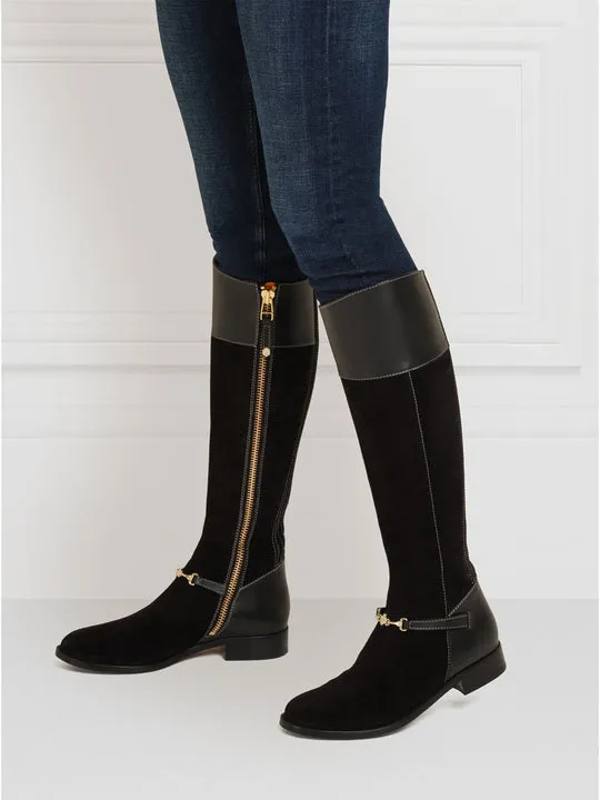 Octavia black Flat Knee-high Boots        - Sporting Fit