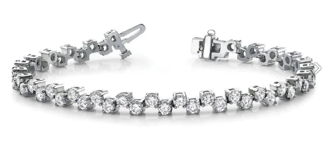 Offset Round Diamond Tennis Bracelet