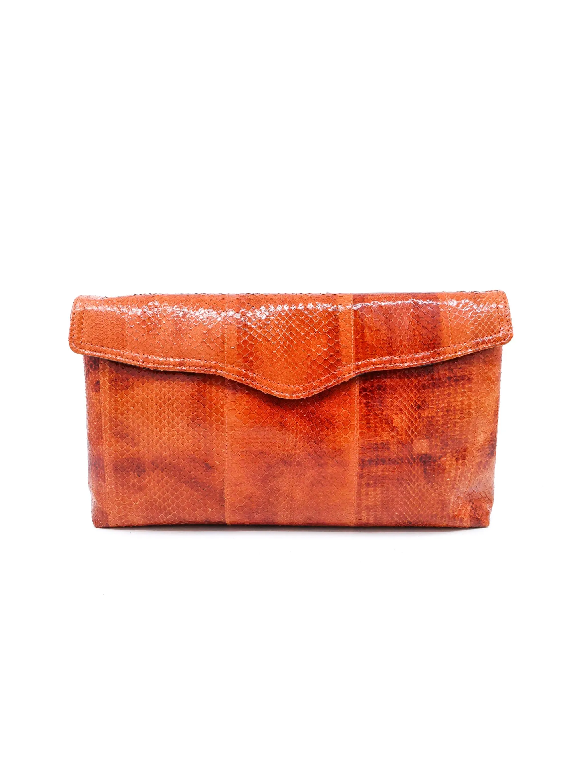 Orange Snakeskin Convertible Clutch