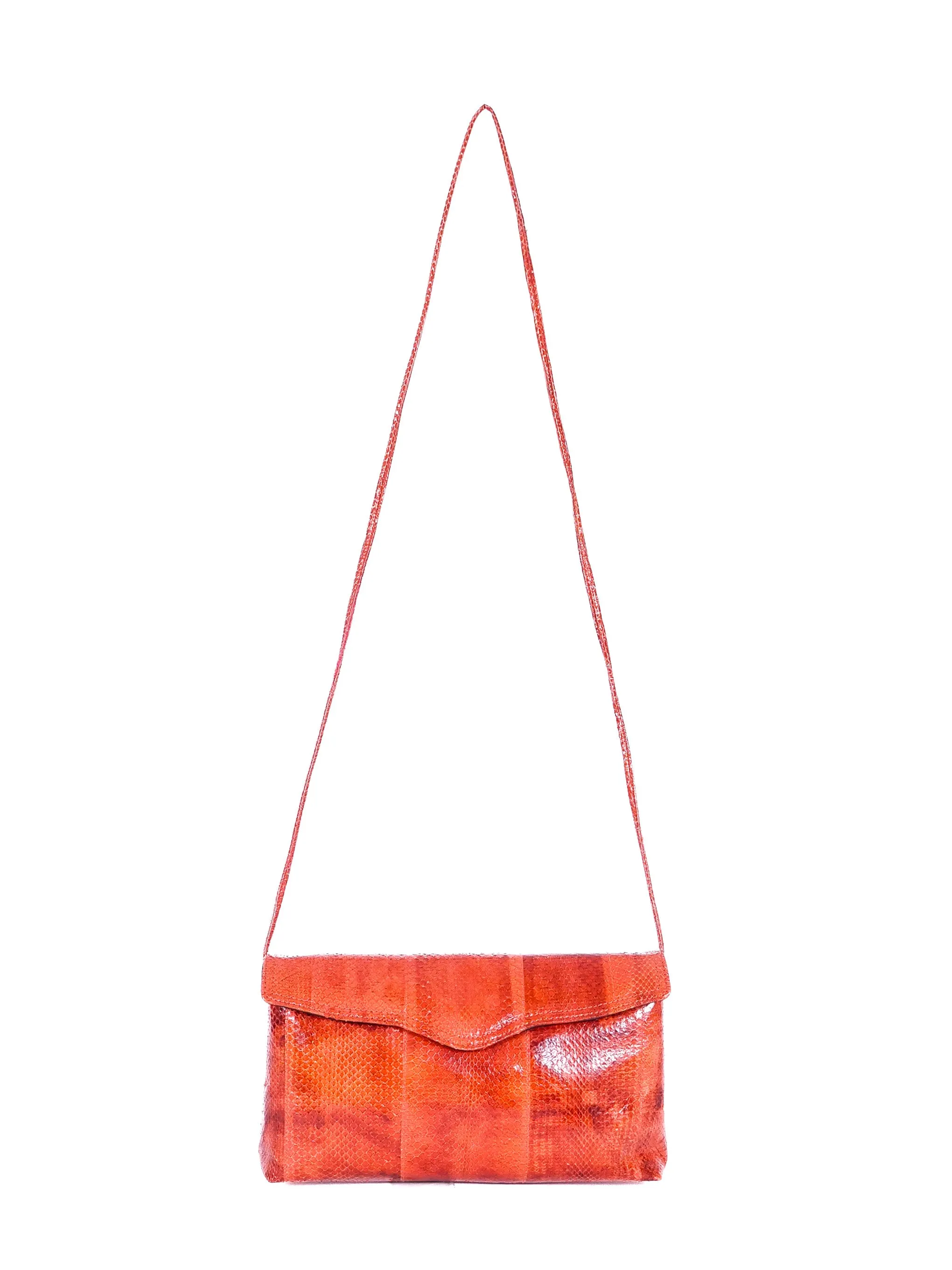 Orange Snakeskin Convertible Clutch