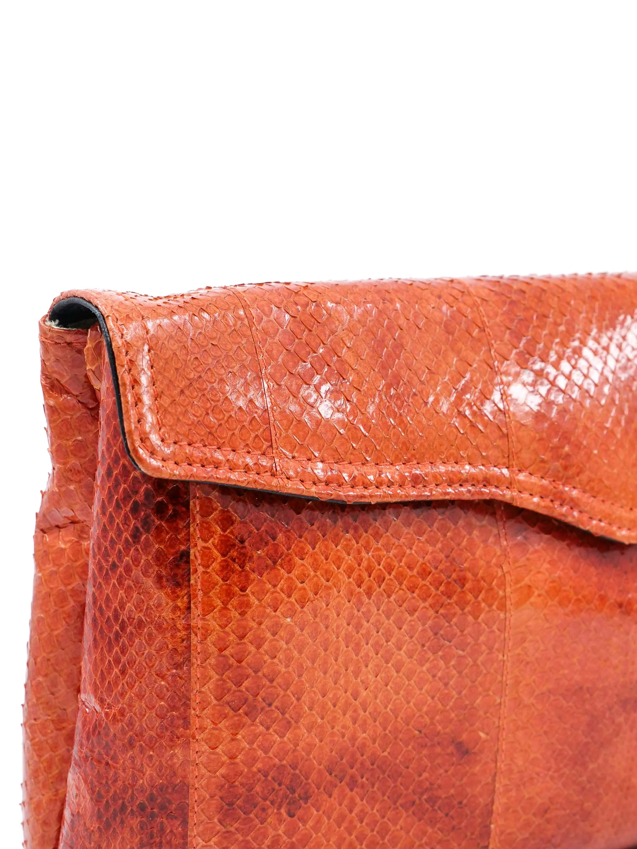 Orange Snakeskin Convertible Clutch